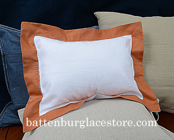 Standard Pillow Sham cover.20x26.White with RAW SIENNA color - Click Image to Close